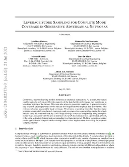 Leverage Score Sampling for Complete Mode Coverage in Generative
  Adversarial Networks