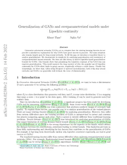 Generalization of GANs and overparameterized models under Lipschitz
  continuity