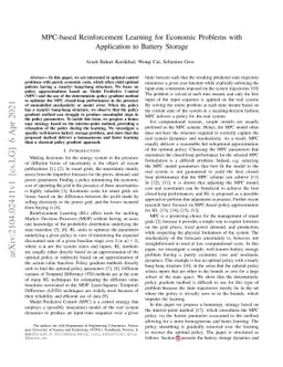 MPC-based Reinforcement Learning for Economic Problems with Application
  to Battery Storage