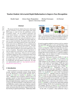 Teacher-Student Adversarial Depth Hallucination to Improve Face
  Recognition