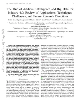 The Duo of Artificial Intelligence and Big Data for Industry 4.0: Review
  of Applications, Techniques, Challenges, and Future Research Directions