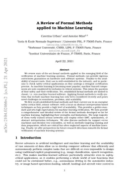 A Review of Formal Methods applied to Machine Learning