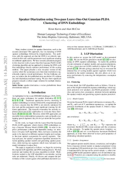 Speaker Diarization using Two-pass Leave-One-Out Gaussian PLDA
  Clustering of DNN Embeddings