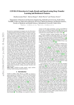 COVID-19 Detection in Cough, Breath and Speech using Deep Transfer
  Learning and Bottleneck Features