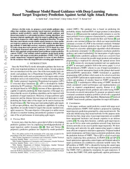 Nonlinear Model Based Guidance with Deep Learning Based Target
  Trajectory Prediction Against Aerial Agile Attack Patterns