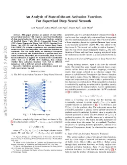An Analysis of State-of-the-art Activation Functions For Supervised Deep
  Neural Network