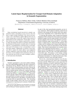 Latent Space Regularization for Unsupervised Domain Adaptation in
  Semantic Segmentation