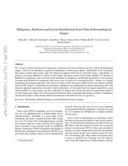 Malignancy Prediction and Lesion Identification from Clinical
  Dermatological Images