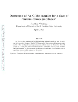 Discussion of "A Gibbs sampler for a class of random convex polytopes"