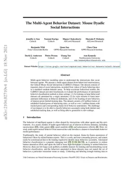 The Multi-Agent Behavior Dataset: Mouse Dyadic Social Interactions