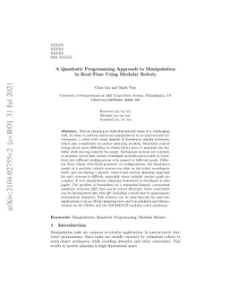 A Quadratic Programming Approach to Manipulation in Real-Time Using
  Modular Robots