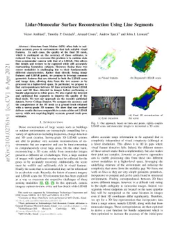 Lidar-Monocular Surface Reconstruction Using Line Segments