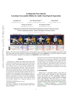 Looking into Your Speech: Learning Cross-modal Affinity for Audio-visual
  Speech Separation