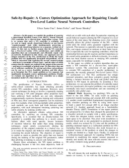Safe-by-Repair: A Convex Optimization Approach for Repairing Unsafe
  Two-Level Lattice Neural Network Controllers