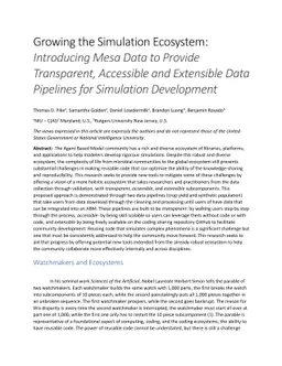 Growing the Simulation Ecosystem: Introducing Mesa Data to Provide
  Transparent, Accessible and Extensible Data Pipelines for Simulation
  Development