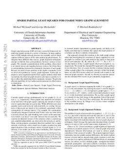 Sparse Partial Least Squares for Coarse Noisy Graph Alignment