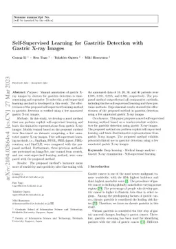 Self-Supervised Learning for Gastritis Detection with Gastric X-ray
  Images