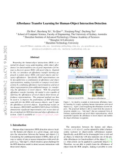 Affordance Transfer Learning for Human-Object Interaction Detection