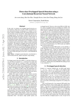 Three-class Overlapped Speech Detection using a Convolutional Recurrent
  Neural Network