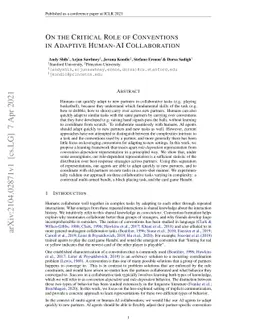 On the Critical Role of Conventions in Adaptive Human-AI Collaboration