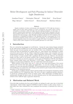 Robot Development and Path Planning for Indoor Ultraviolet Light
  Disinfection