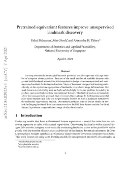 Pretrained equivariant features improve unsupervised landmark discovery