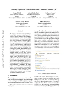 Distantly Supervised Transformers For E-Commerce Product QA