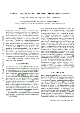 Universal Adversarial Training with Class-Wise Perturbations