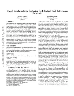 Ethical User Interfaces: Exploring the Effects of Dark Patterns on
  Facebook