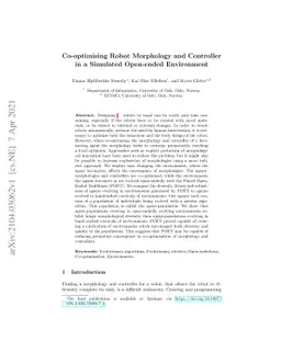 Co-optimising Robot Morphology and Controller in a Simulated Open-Ended
  Environment