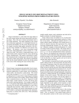 Single Source One Shot Reenactment using Weighted motion From Paired
  Feature Points