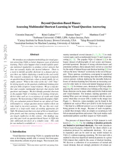 Beyond Question-Based Biases: Assessing Multimodal Shortcut Learning in
  Visual Question Answering