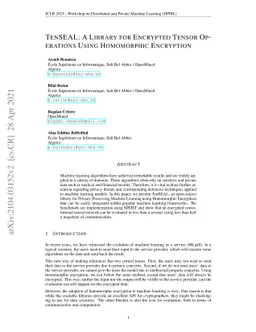 TenSEAL: A Library for Encrypted Tensor Operations Using Homomorphic
  Encryption