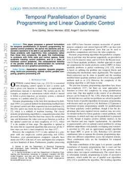 Temporal Parallelisation of Dynamic Programming and Linear Quadratic
  Control