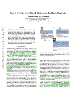 Analysis of Twitter Users' Lifestyle Choices using Joint Embedding Model