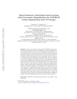 Dual-Consistency Semi-Supervised Learning with Uncertainty
  Quantification for COVID-19 Lesion Segmentation from CT Images