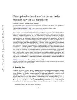 Near-optimal estimation of the unseen under regularly varying tail
  populations