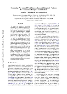 Combining Pre-trained Word Embeddings and Linguistic Features for
  Sequential Metaphor Identification