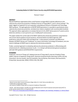 Evaluating Medical IoT (MIoT) Device Security using NISTIR-8228
  Expectations
