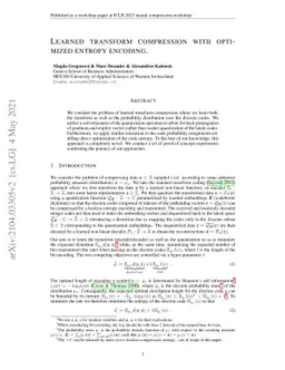 Learned transform compression with optimized entropy encoding