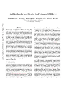 An Object Detection based Solver for Google's Image reCAPTCHA v2