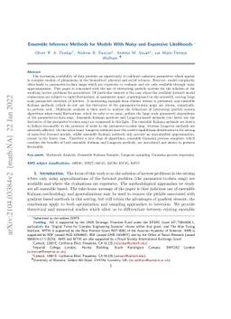 Ensemble Inference Methods for Models With Noisy and Expensive
  Likelihoods