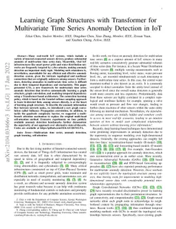 Learning Graph Structures with Transformer for Multivariate Time Series
  Anomaly Detection in IoT