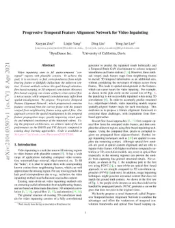 Progressive Temporal Feature Alignment Network for Video Inpainting