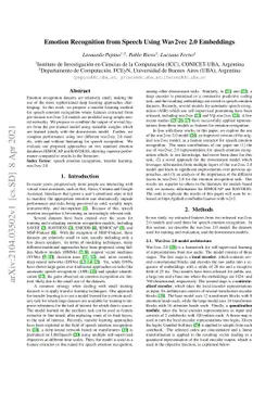 Emotion Recognition from Speech Using Wav2vec 2.0 Embeddings