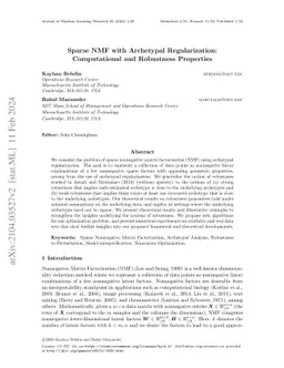 Sparse NMF with Archetypal Regularization: Computational and Robustness
  Properties