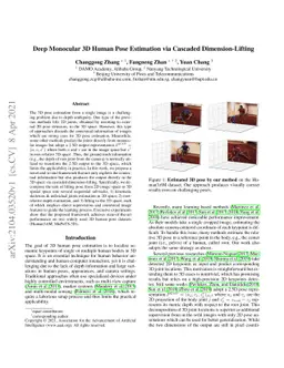 Deep Monocular 3D Human Pose Estimation via Cascaded Dimension-Lifting