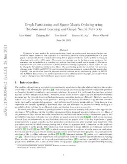 Graph Partitioning and Sparse Matrix Ordering using Reinforcement
  Learning and Graph Neural Networks