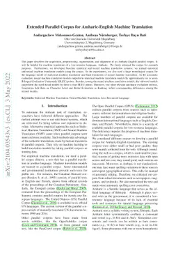 Extended Parallel Corpus for Amharic-English Machine Translation