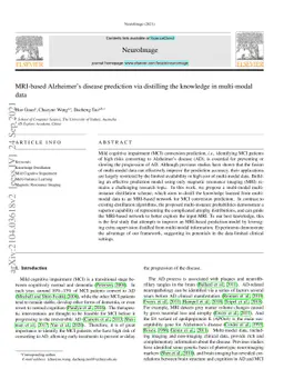 MRI-based Alzheimer's disease prediction via distilling the knowledge in
  multi-modal data